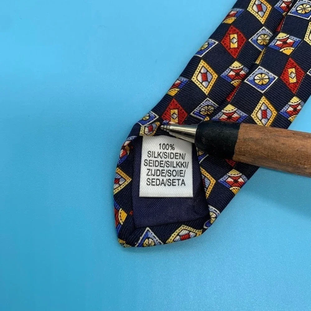 Vintage Charles Rose Geometric 100% Silk Preppy Men's Classic Neck Tie